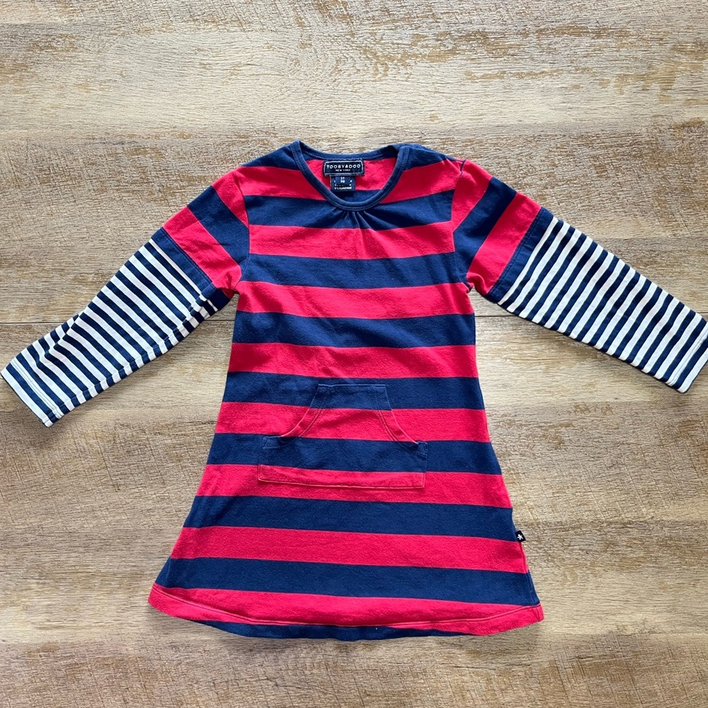 ToobyDoo Red and Navy Striped Dress